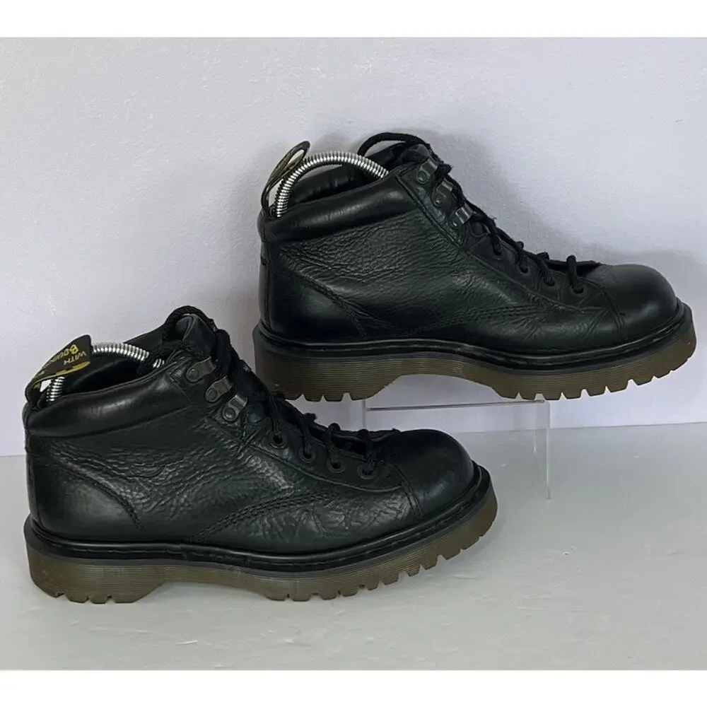 Dr. Martens 8287 Black Leather Ankle Hiking Boots Made England Mens US 9 VTG 90s
